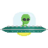 Pixel art alien ufo character png