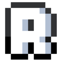 Pixel Letter R With Black Line. png