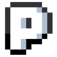 pixel brev p med svart linje. png