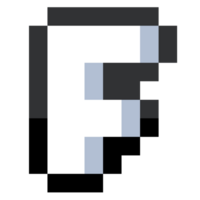 Pixel Letter F With Black Line. png