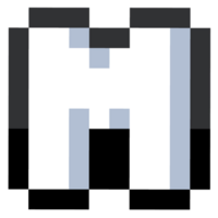 Pixel Letter M With Black Line. png
