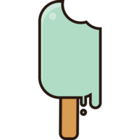 Cartoon cute melting blue mint ice cream icon illustration png