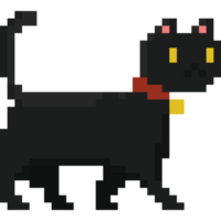 pixel konst gående svart katt karaktär png