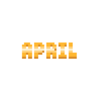 Pixel Kunst glänzend Gold April Text. png