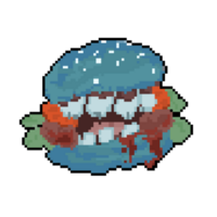 Cartoon Pixel Hamburger Zombie Illustration. png