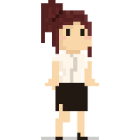 Pixel art red hair woman character png