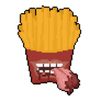 Pixel Cartoon Monster French Fries Illustration. png