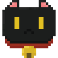 pixel kunst zwart kat hoofd png