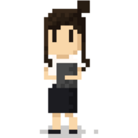 Pixel art cartoon office woman character png