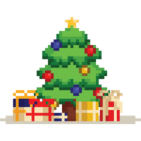 Pixel christmas tree with gith boxes png