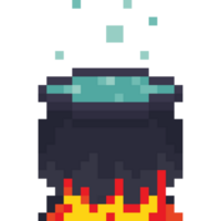 Pixel art halloween witch pot png