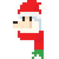 pixel arte branco alpaca cabeça com crismast cachecol e chapéu png