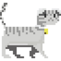 Pixel art walking scottish fold cat png