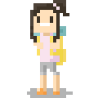 Pixel art backpacker woman character png