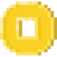 Pixel art red chinese gold coin png