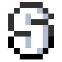 pixel brief s met zwart lijn. png