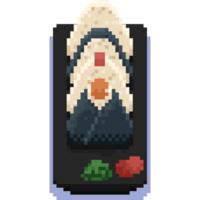 Pixel art onigiri set on dish png