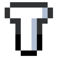 Pixel Letter T With Black Line. png