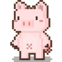 Pixel Art Cartoon Pig Character. png