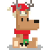 pixel kunst zittend hert karakter met hoed en sjaal png