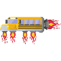 Pixel art space school bus png