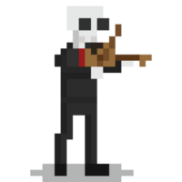 Pixel art skeleton violin player character png