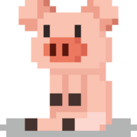 Pixel art sitting pig character png