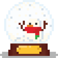 pixel art bonhomme de neige dans le cristal globe png
