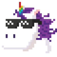 pixel unicorno testa merce occhiali da sole png