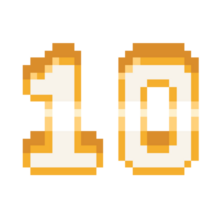 Pixel Art Number 10 Icon With Glossy Gold Line. png