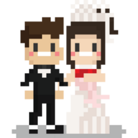 Pixel art wedding couple character png