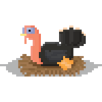 Pixel art turkey character on nest character png