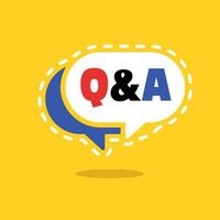 Question and answer Info banner template. Speech bubble design with Q and A phrase vector illustration.  Quality support promotion banner. QA chat bubble. Enquire help information service