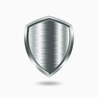 Metal shield icon. Medieval armor vector. Icon protection and security. 3d realistic vector, Isolated on white background vector