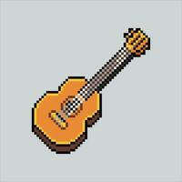 Pixel art illustration Guitar. Pixelated Guitar. Guitar music icon pixelated for the pixel art game and icon for website and video game. old school retro. vector