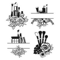 Set of floral makeup clipart template vector