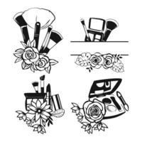 conjunto de floral maquillaje clipart modelo vector