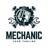 Vintage mechanic logo vector illustration.