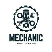 Vintage mechanic logo vector illustration.