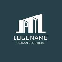 Initial PT logo for real estate with simple building icon design ideas vector