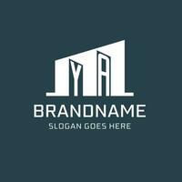 Initial YA logo for real estate with simple building icon design ideas vector