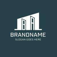 Initial BA logo for real estate with simple building icon design ideas vector