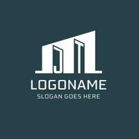 Initial JT logo for real estate with simple building icon design ideas vector