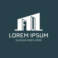Initial FU logo for real estate with simple building icon design ideas vector