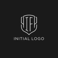 Initial IF logo monoline shield icon shape with luxury style vector