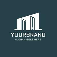 Initial TW logo for real estate with simple building icon design ideas vector