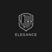 Initial JX logo monoline shield icon shape with luxury style vector