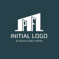 Initial PF logo for real estate with simple building icon design ideas vector