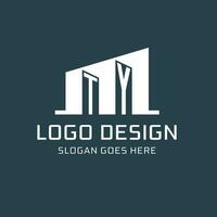 inicial ty logo para real inmuebles con sencillo edificio icono diseño ideas vector