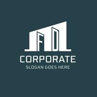 Initial FD logo for real estate with simple building icon design ideas vector